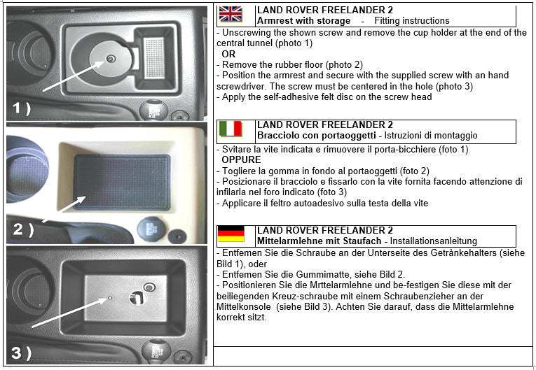 Armrest with storage for Freelander 2 (2007-2012)